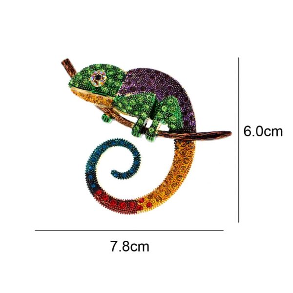 Large Lizard Chameleon Enamel Brooch Size