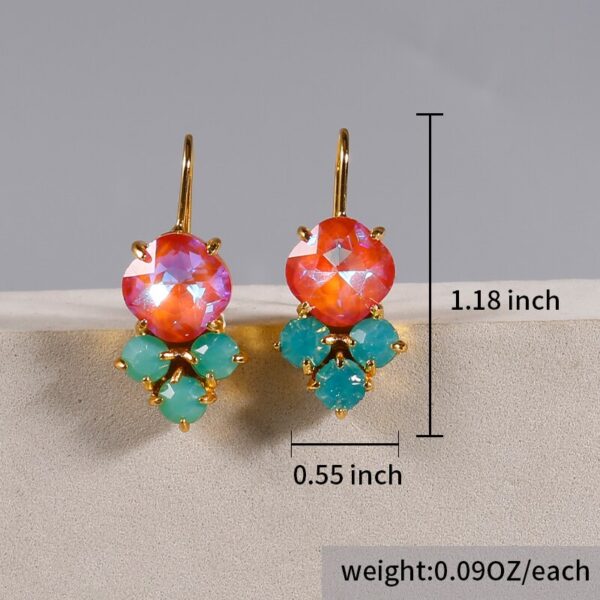 Cute Rainbow Crystal Dangle Earrings Size