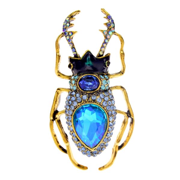 Handmade Brooch - Dodger Blue Beetle