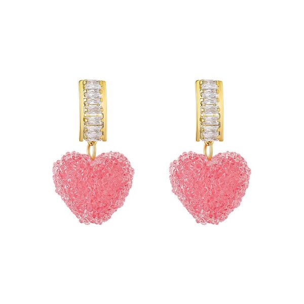 Sugar Coated Gummy Pink Heart Shape Earrings 2