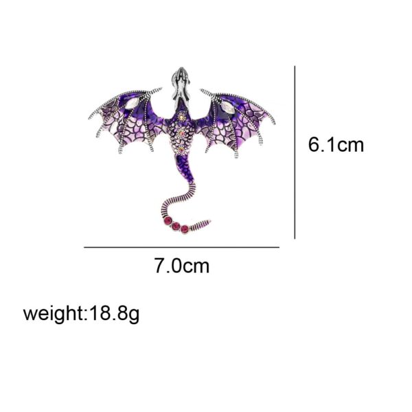Aqua Flying Dragon Enamel Brooch Size