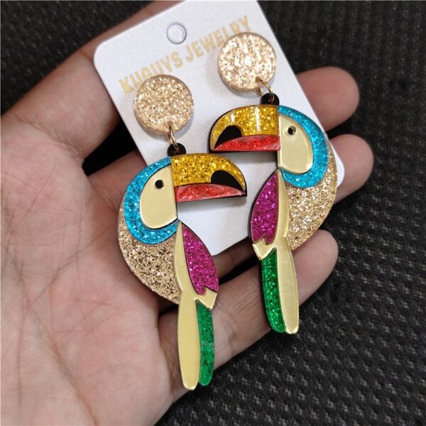 Parrot Head Glitter Earrings 3