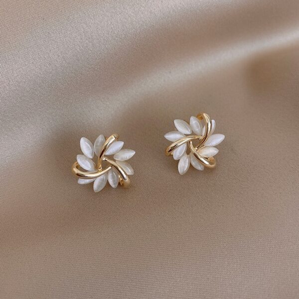 Elegant And Exquisite Opal Petal Circle Earrings