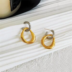 Korean Style Irregular Metal Disc Earrings