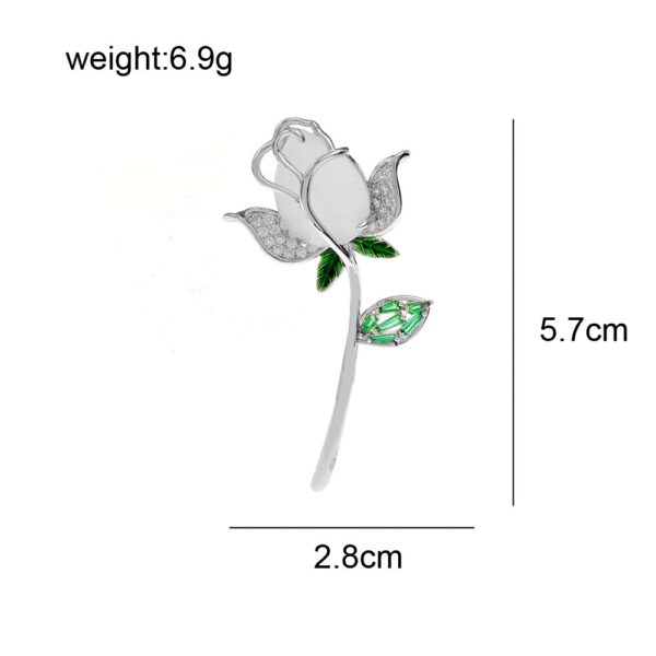White Opal And Cubic Zircon Tulip Flower Brooch Size