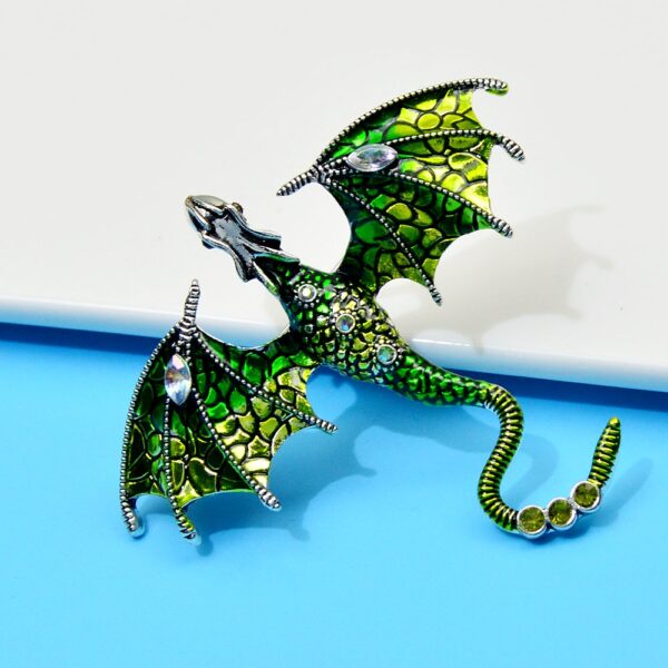 Aqua Flying Dragon Enamel Brooch 2