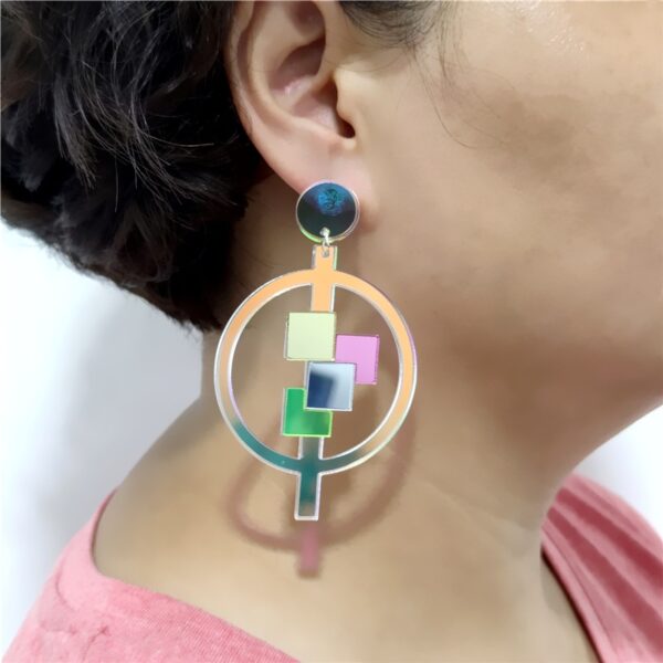 Mirror Acrylic Mosaic Earrings for Women Jewelry 1