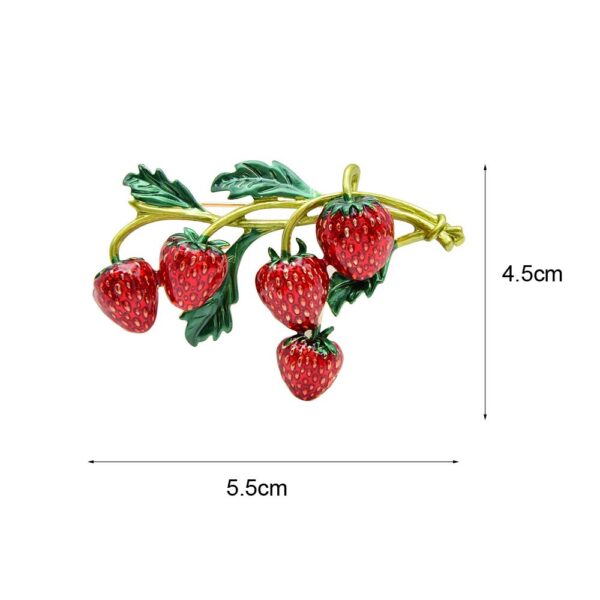Enamel Strawberry Red Brooch Size