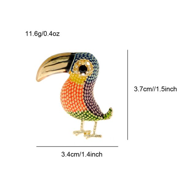 Jewelled Toucan Bird Brooch Size