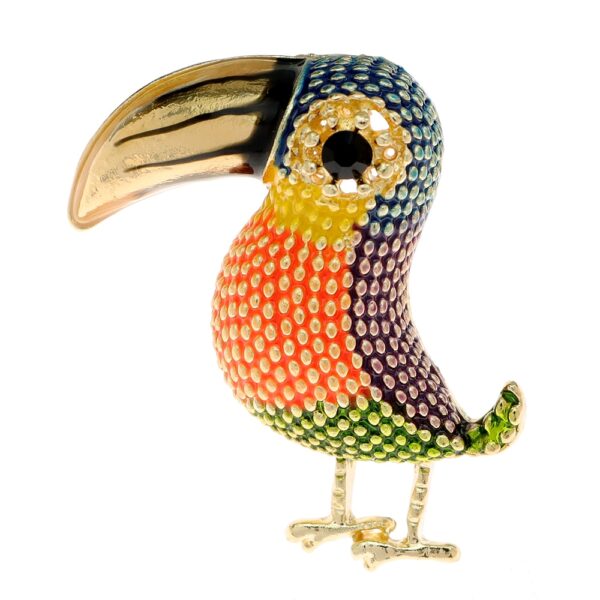 Woman's Elegant Jewelled Toucan Bird Brooch