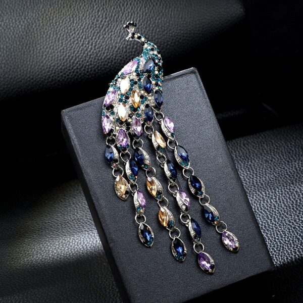 Luxury Peacock Brooch Pin with Rhinestones Women Accessories 3