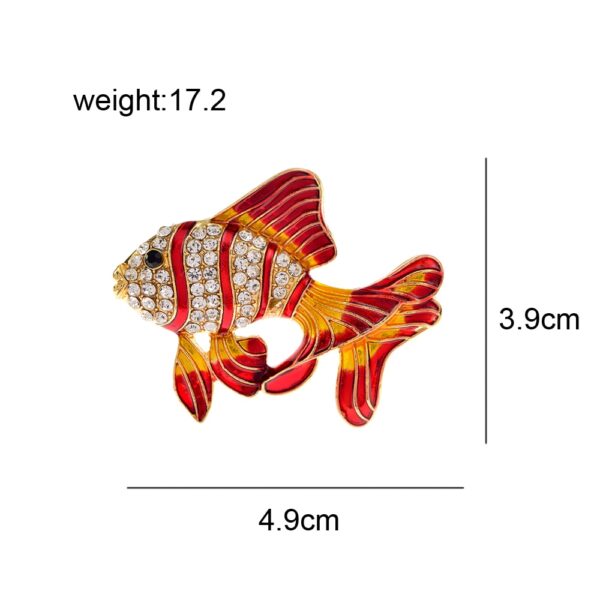 Gold Fish Zircon Brooch Enamel Jewel Set 2