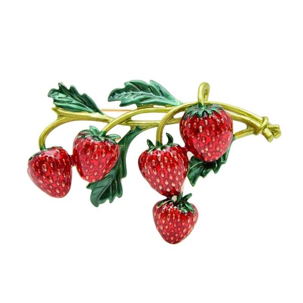 Enamel Strawberry Red Brooch 1