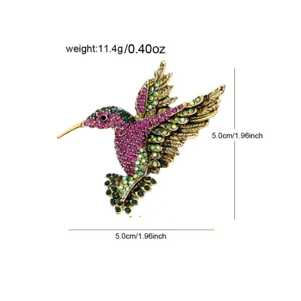 Colorful beaded Hummingbird Brooch Size