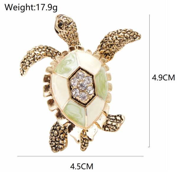 Gold Rhinestone Turtle Brooch Pin Size