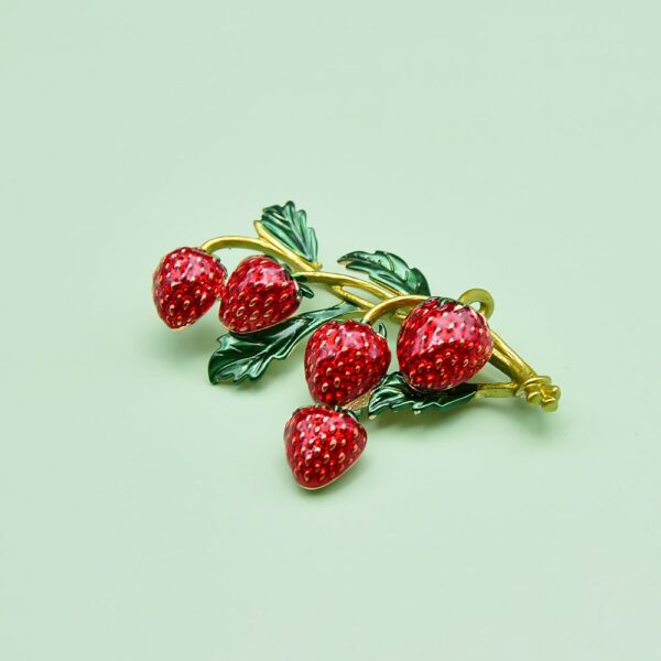 Enamel Strawberry Red Brooch 5