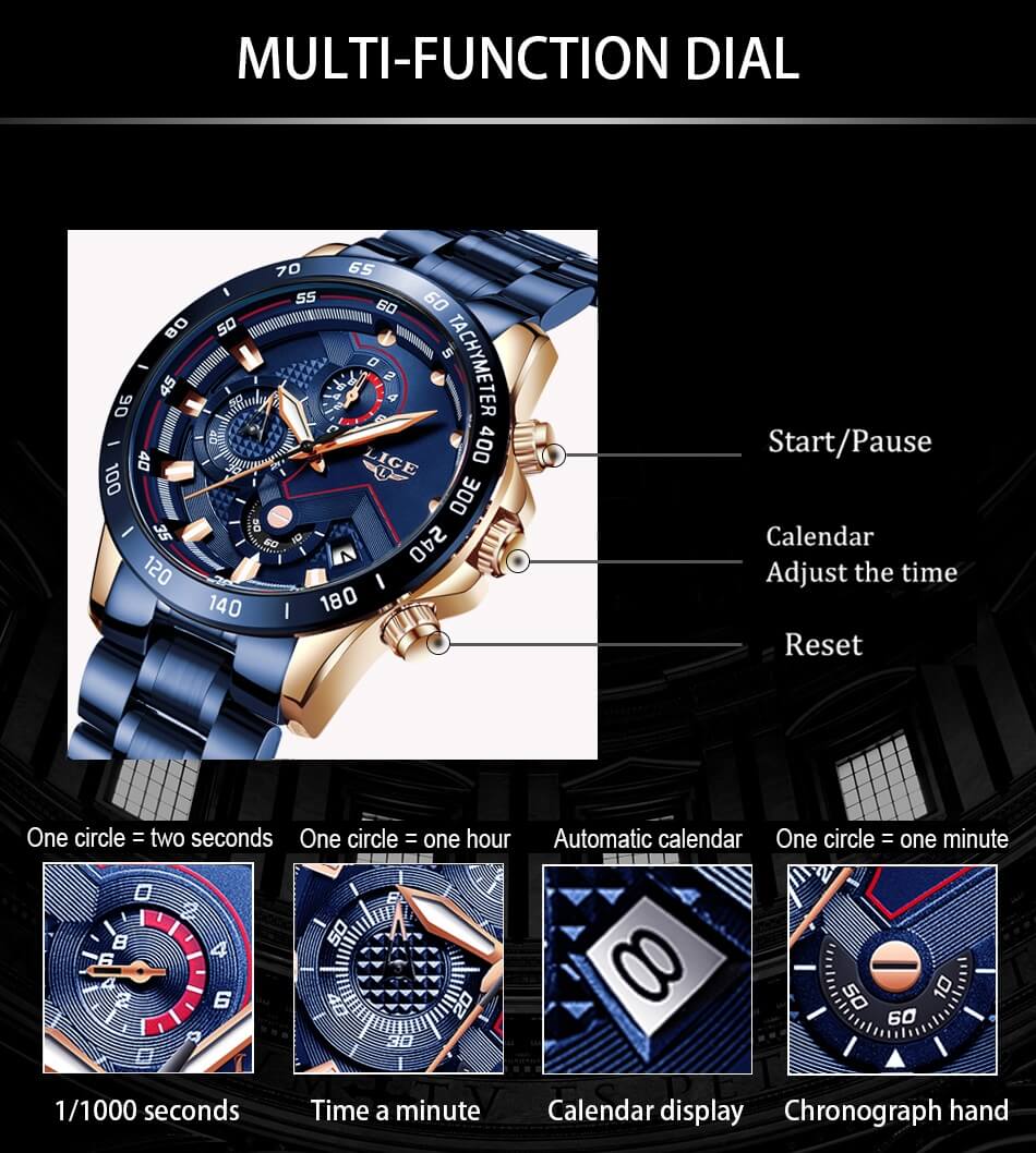 Multi function Army Military Waterproof Business Quartz Watch