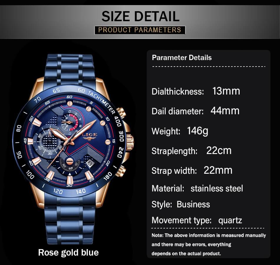 Size detail - Luxury Army Military Watch