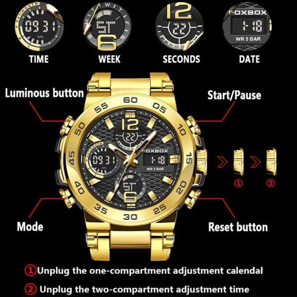 Luxury Quartz LED Digital Combo Watch 3
