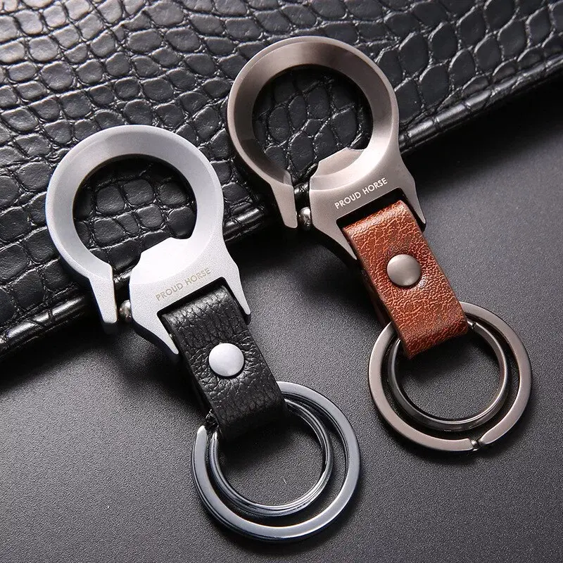 Metal Leather Combination Keychain
