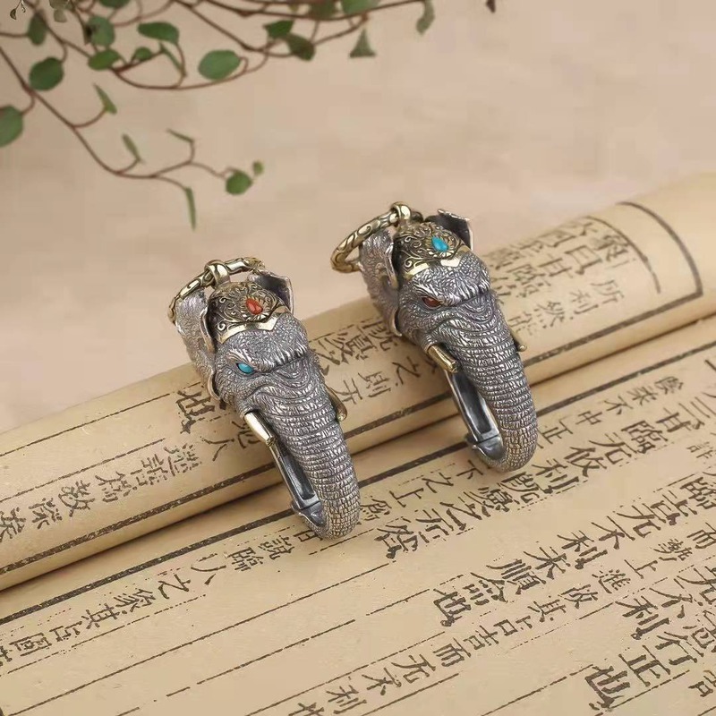 Sterling Silver Ganesh Elephant Keychain for Car