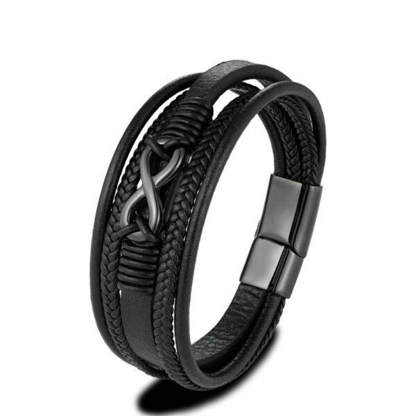 Infinity Multilayer Leather Bracelet - Black