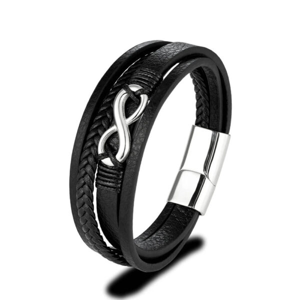 Infinity Multilayer Leather Bracelet - Silver