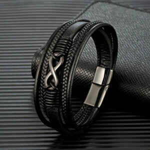 Men's Infinity Symbol Multilayer Braided Leather Bracelet