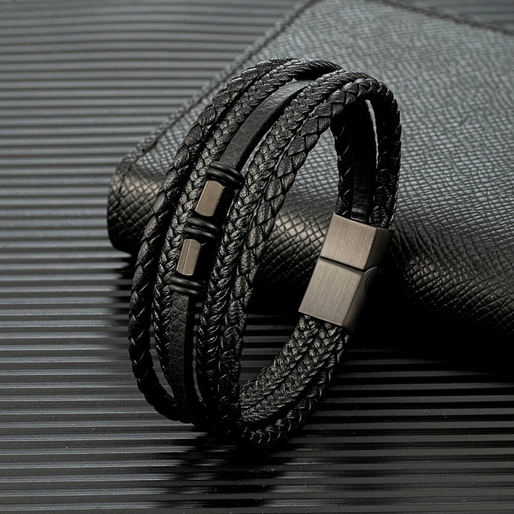 Handmade Luxury Modern Leather Black Blue Braided Leather Bracelet for Men  Stainless Steel DesignBrown 4 / 22cm | Bracelets for men, Leather bracelet, Braided  leather bracelet