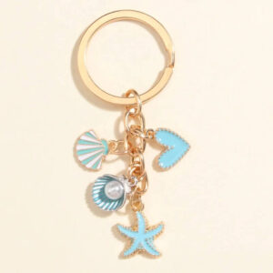 Mixed Beach Seashells Starfish Keychain