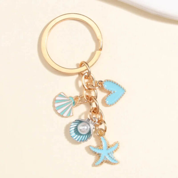 Mixed Beach Seashells Starfish Keychain (2)