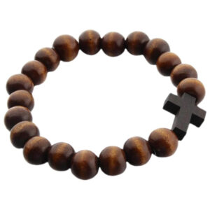 Classic Aleppo Natural Wood Bead Cross Bracelet