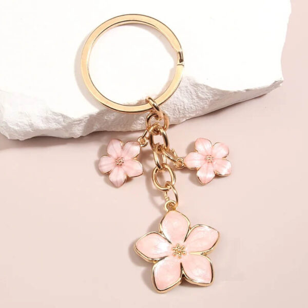 Cute Sakura Blossom Pink Flower Keychain