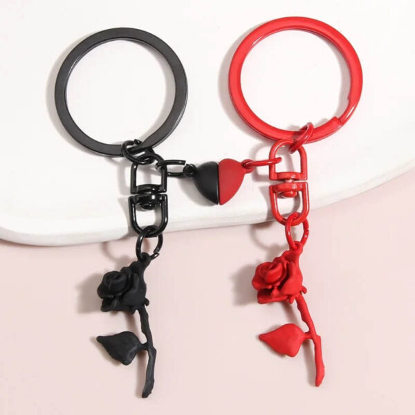 Heart Shaped Magnetic Couple Keychain - 2pcs