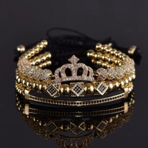 Luxury Crown Royal Pave CZ Stacked Bracelet