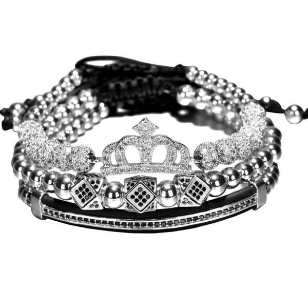 Silver Crown Royal Pave CZ Bracelet