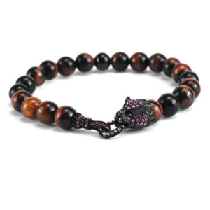 Stainless Steel Tiger Eye Dragon CZ Charm Bracelet