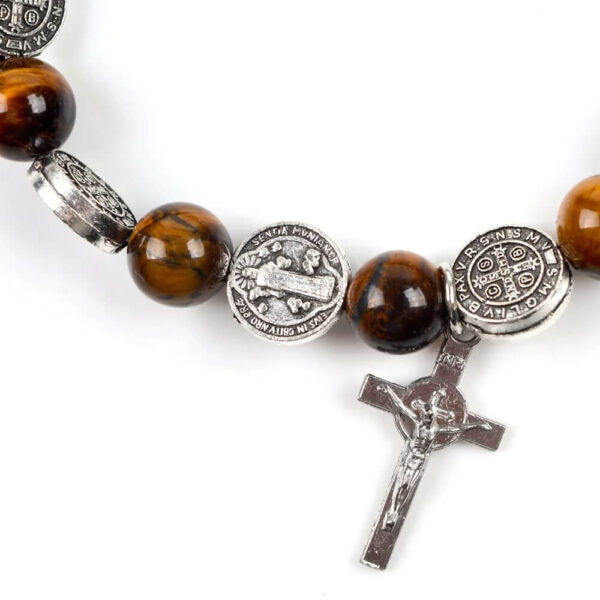 Tiger Eye Natural Biblical Stone Rosary Bracelet (3)