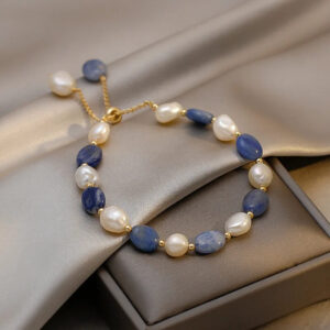 Trendy Baroque Stone & Natural Pearl Bracelet