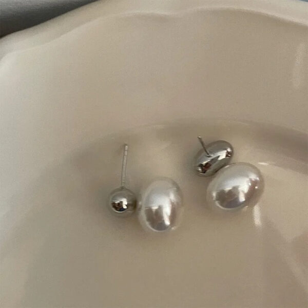 Korean Style Oval Pearl Stud Earrings