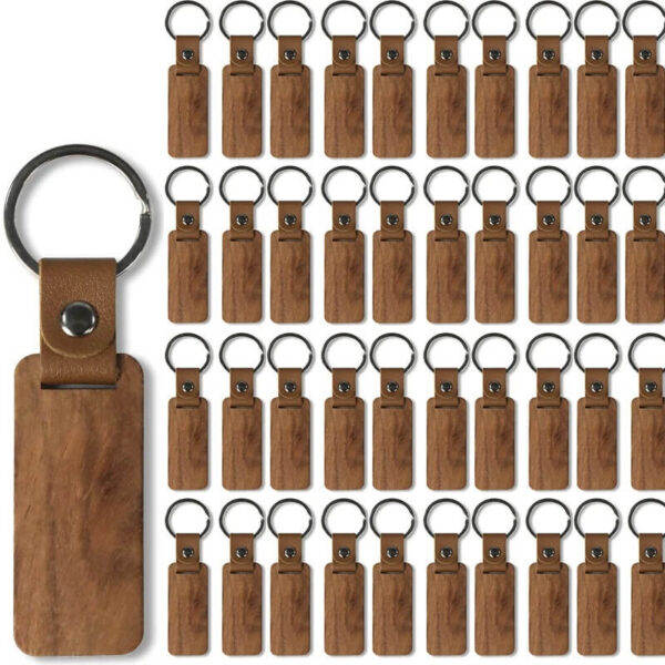 50 Blank Rectangle Wooden Keychain