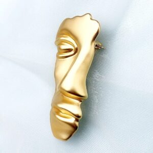 Abstract Half Human Face Mask Brooch Pin Jewelry