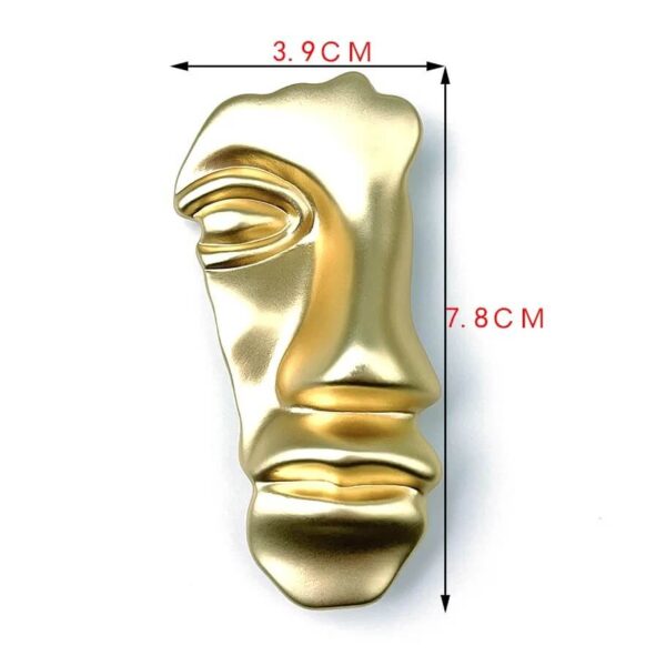 Abstract Half Human Face Mask Brooch Pin Size