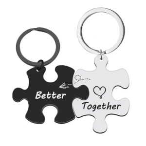 Better Together Puzzle Couple Keychain Stainless Steel Key Ring