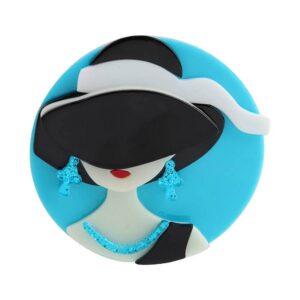 Black Hat and Ocean Blue Earrings Classic Woman Brooch