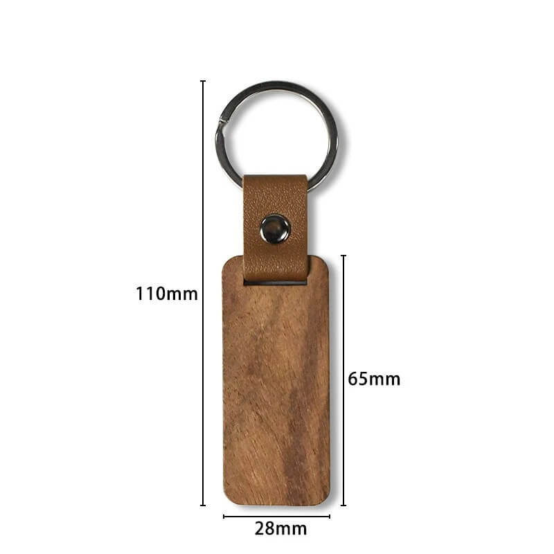 Blank Rectangle Wooden Keychain Size