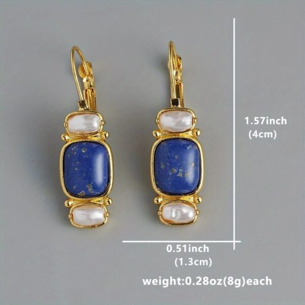 Blue Lapis Lazuli Drop Earring Size Info