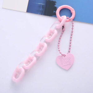 Creative Pink Heart Acrylic Link Chain Keychain