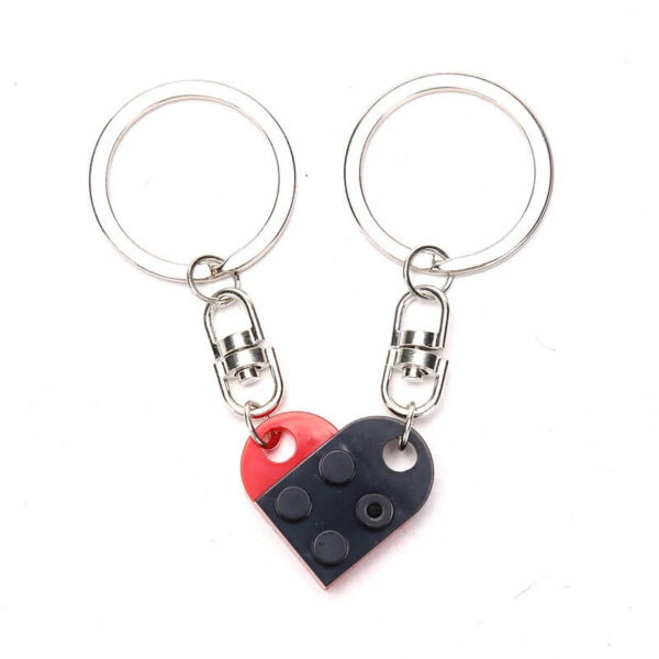 Cute Matching Brick Heart Couple Keychain - Black