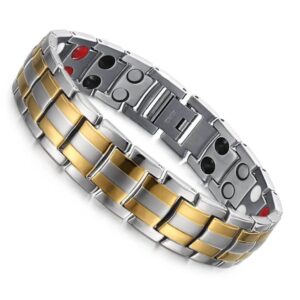 Double Strength 4 Element Titanium Power Magnetic Therapy Health Bracelet Pain Relief